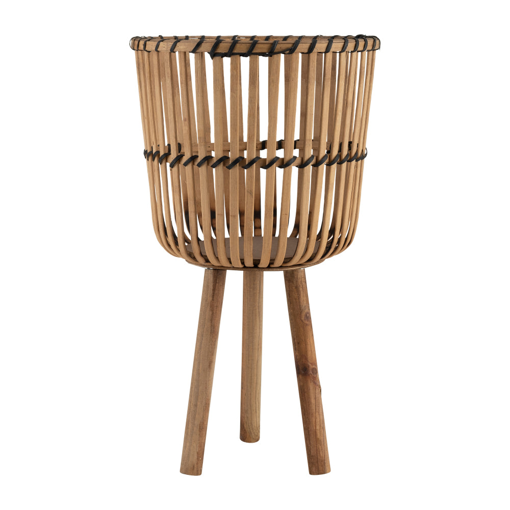 S/3 BAMBOO FOOTED PLANTERS 11/13/15", NATURAL