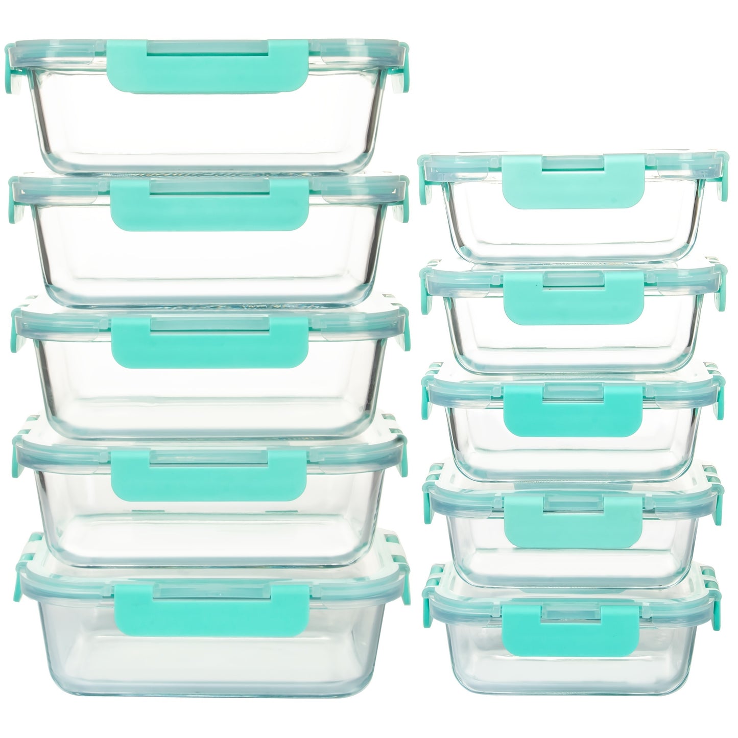 10-Piece Glass Food Storage Container, Sealed Glass Lunch Container, Stackable Glass Food Storage Container Set with Lid for Microwave, Oven, Freezer and Dishwasher