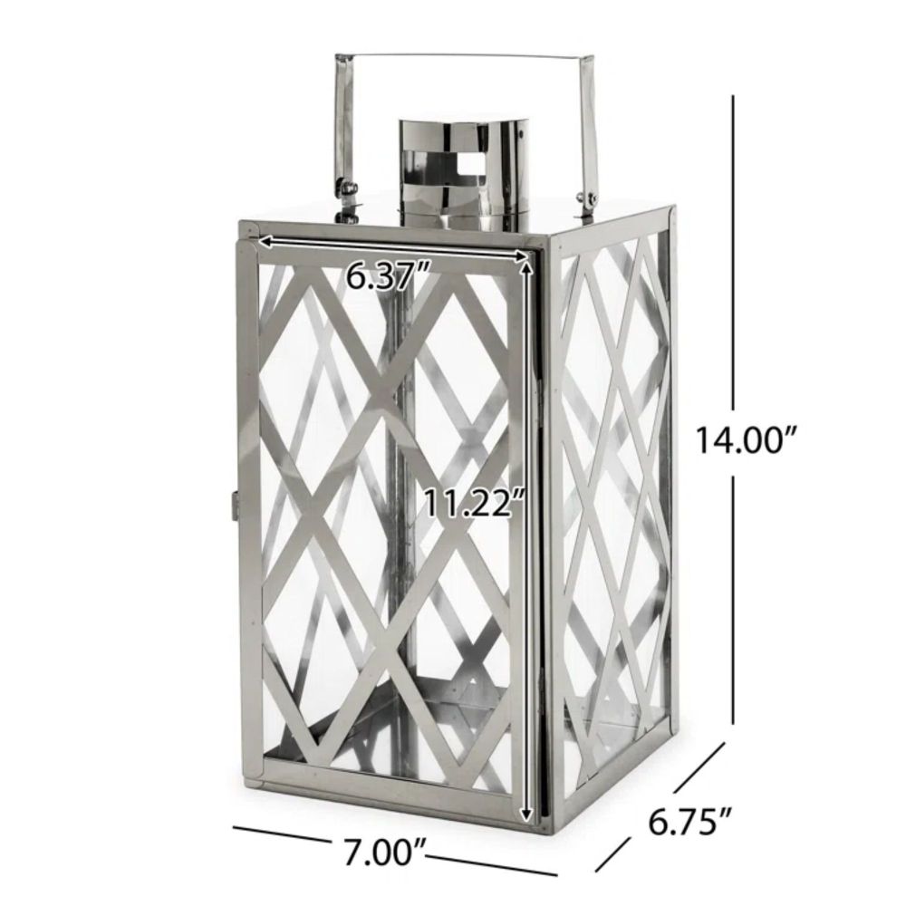 ANTON 14"H STAINLESS STEEL LANTERN