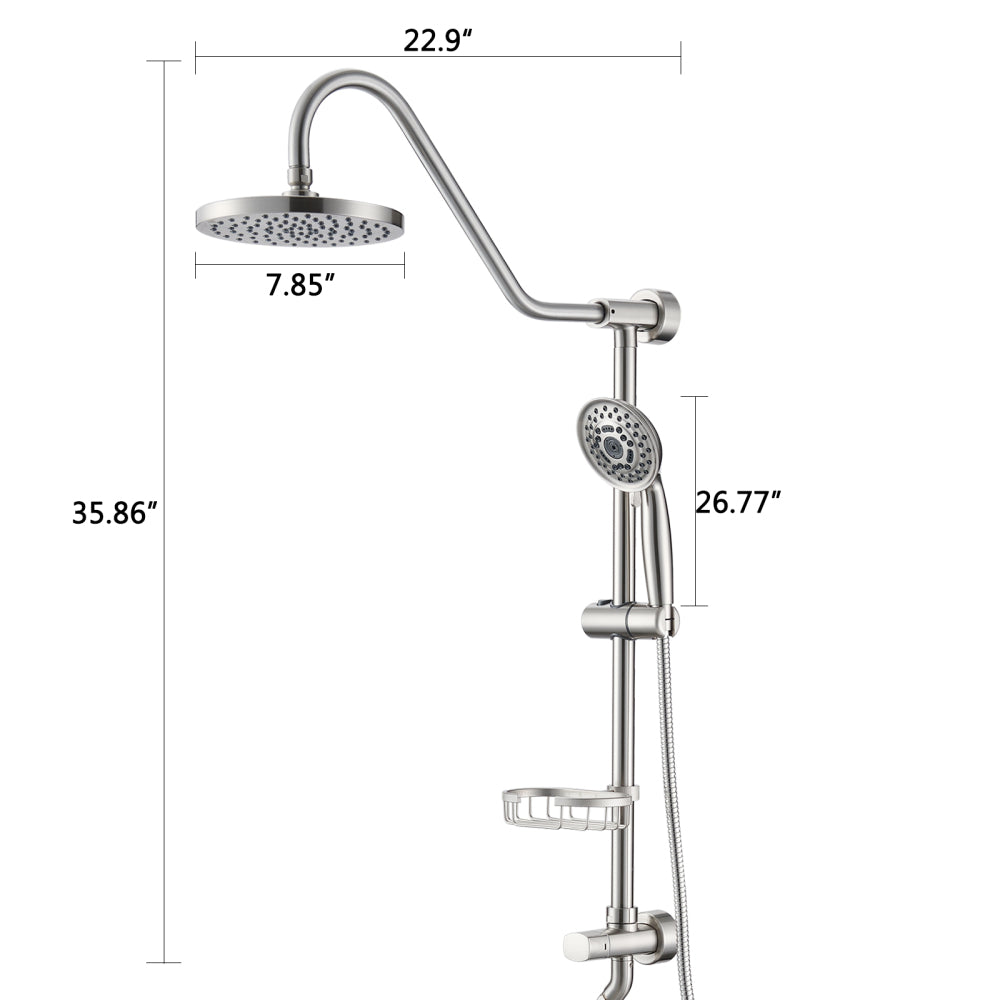Shower Head with Handheld Shower System with 8" Rain Shower Head