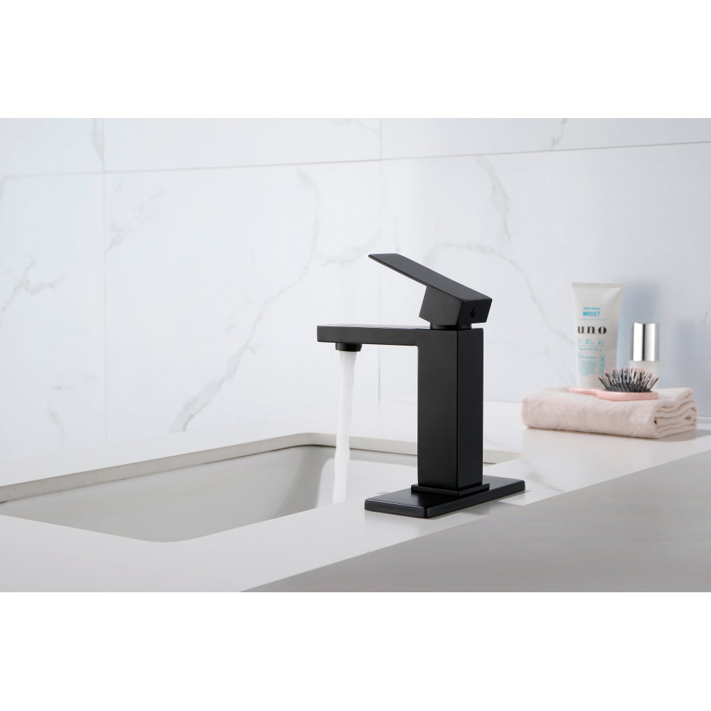 Waterfall Spout Bathroom Faucet,Single Handle Bathroom Vanity Sink Faucet white