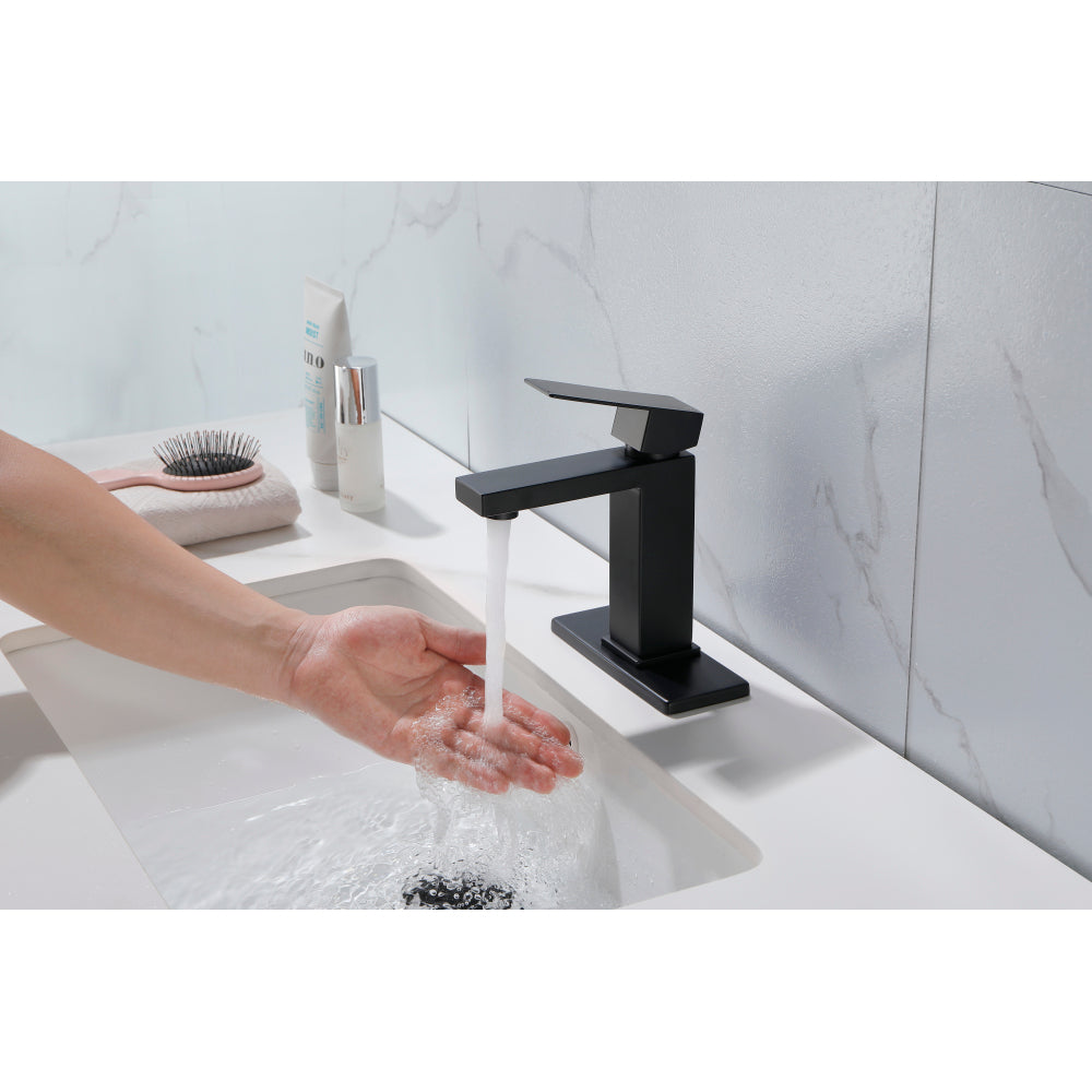 Waterfall Spout Bathroom Faucet,Single Handle Bathroom Vanity Sink Faucet white