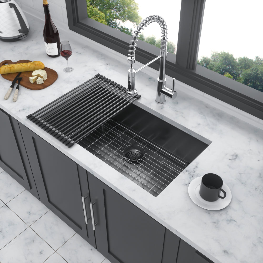 30 Inch Undermount Sink - 30"x18"x10" Gunmetal Black Undermount Kitchen Sink 16 Gauge 10 Inch Deep Single Bowl Kitchen Sink Basin