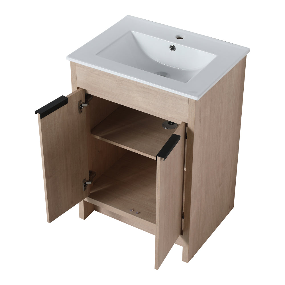 24" Freestanding Bathroom Vanity with 2 Soft-Close Cabinet Doors ((KD-PACKING),Only Vanity without Top