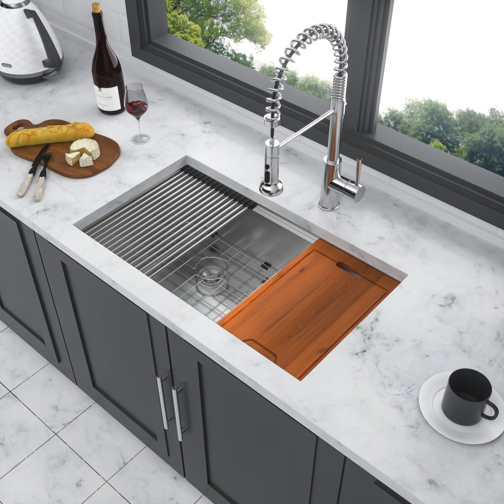 30x19x10" Undermount Double Bowl(60/40) Kitchen Sink - 16 Gauge with Two 10" Deep Basin