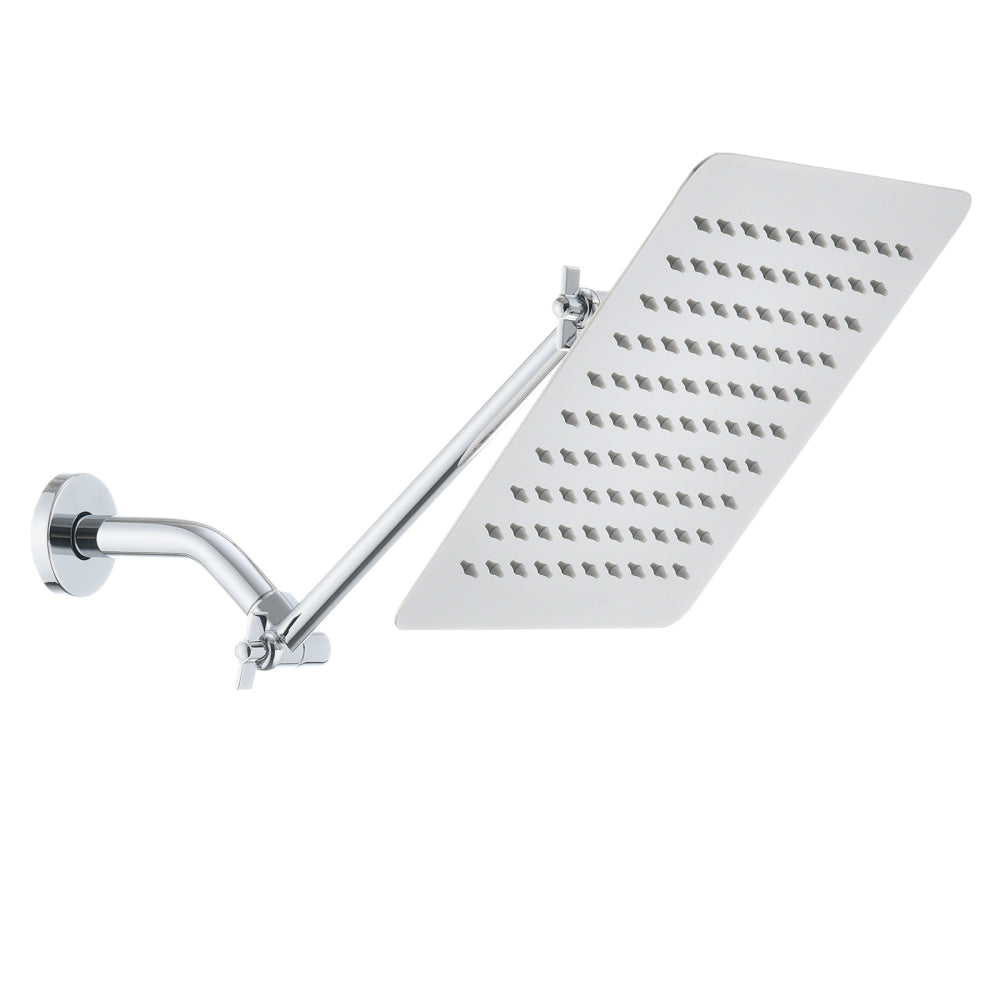 Brushed nickel 10" Square Rainfall & High Pressure Stainless Steel Bath Shower head