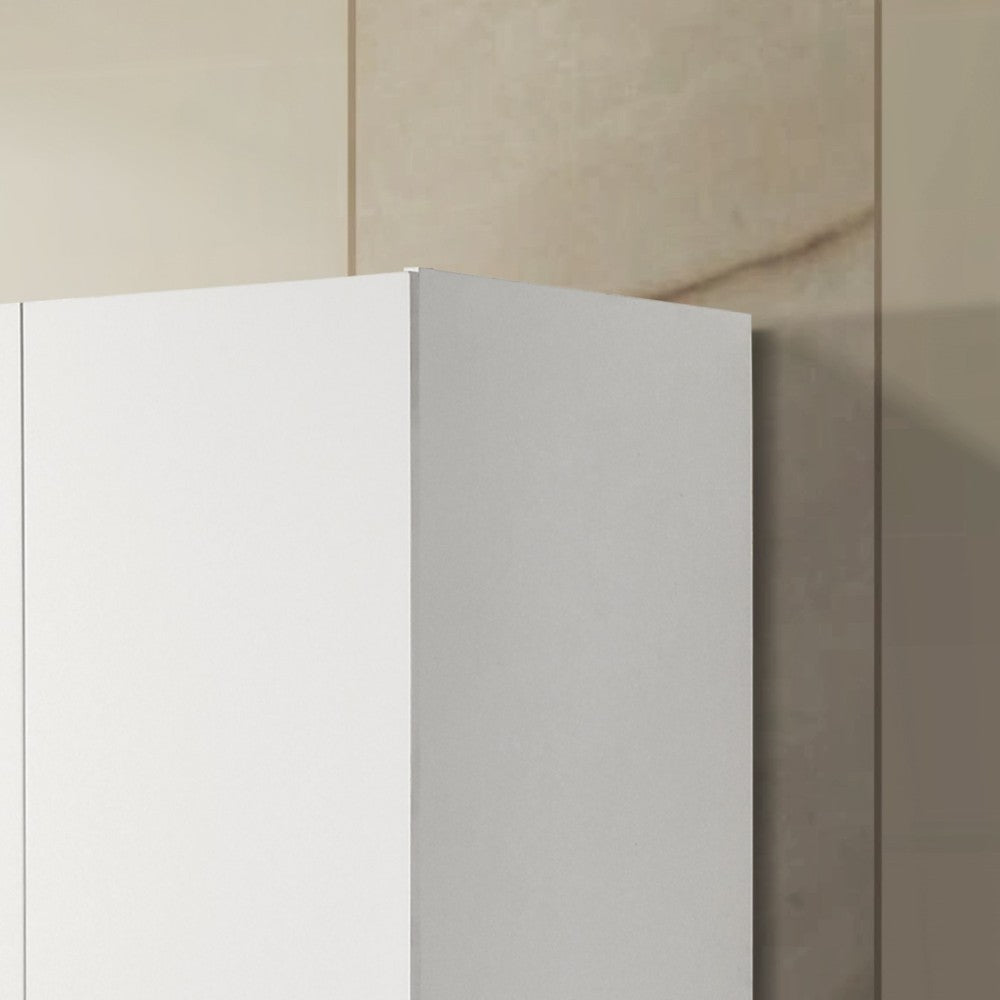 Michael 29.5" White Double Door Wardrobe Cabinet Armoire with Shelf and Hanging Rod