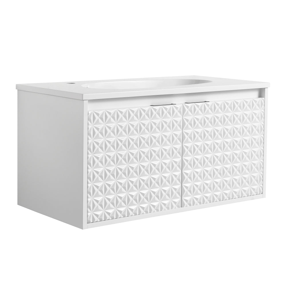 30 Inch Wall Mounted Bathroom Vanity With Sink, Soft Close Doors, For Small Bathroom (KD-PACKING)