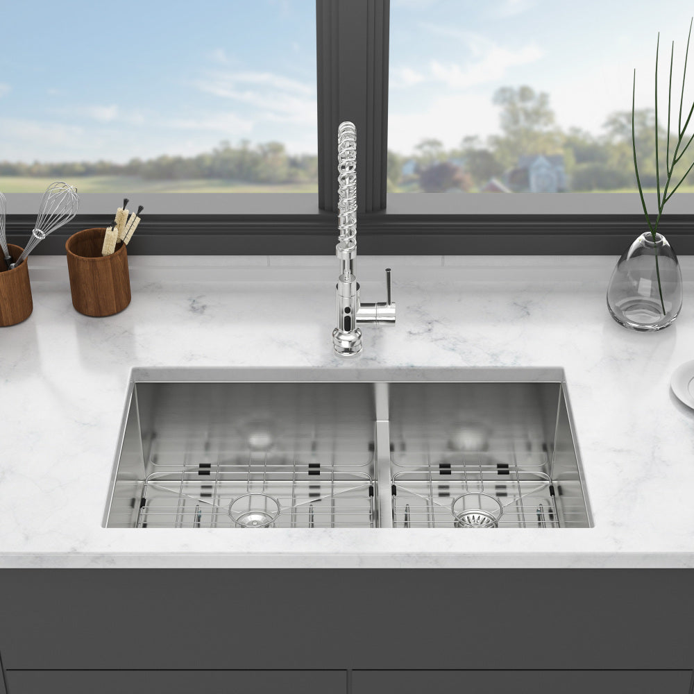 30x19x10" Undermount Double Bowl(60/40) Kitchen Sink - 16 Gauge with Two 10" Deep Basin