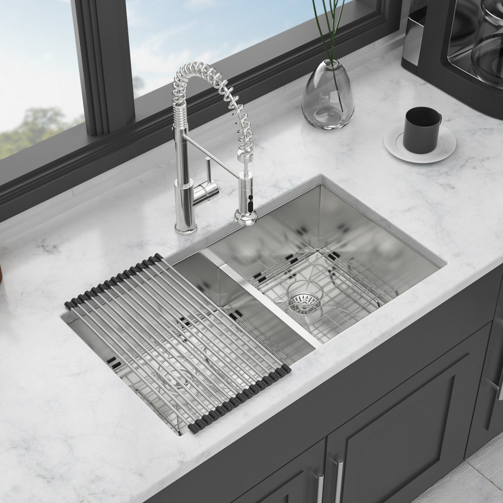 30x19x10" Undermount Double Bowl(60/40) Kitchen Sink - 16 Gauge with Two 10" Deep Basin