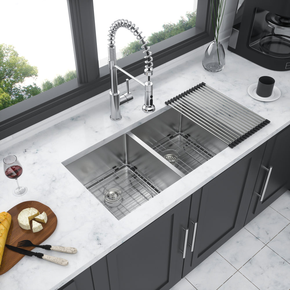 30x19x10" Undermount Double Bowl(60/40) Kitchen Sink - 16 Gauge with Two 10" Deep Basin