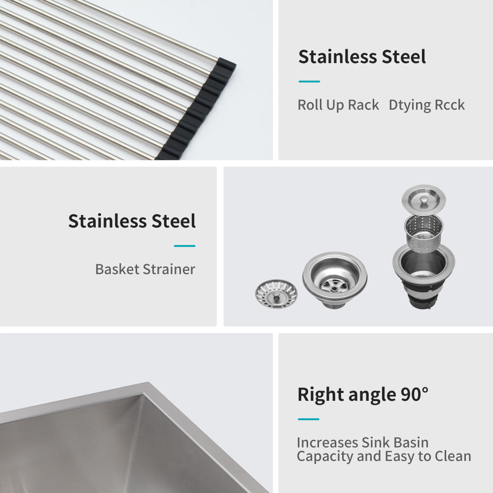 30x19x10" Undermount Double Bowl(60/40) Kitchen Sink - 16 Gauge with Two 10" Deep Basin