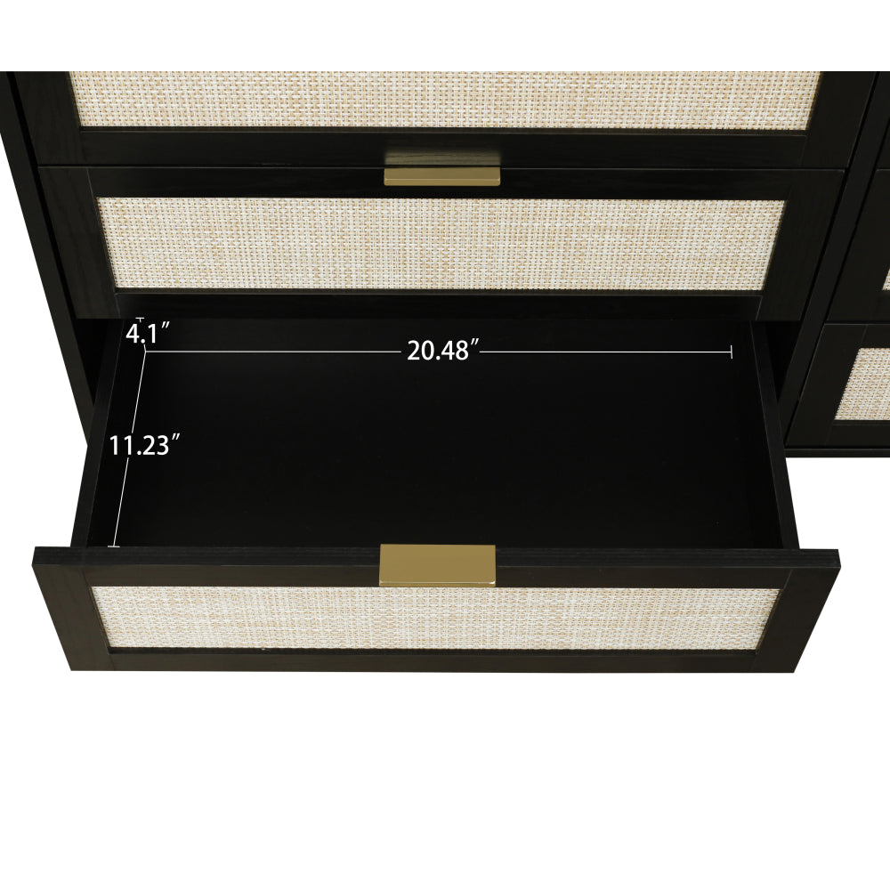 Modern 6 Drawer Dresser Wood Cabinet (Black)