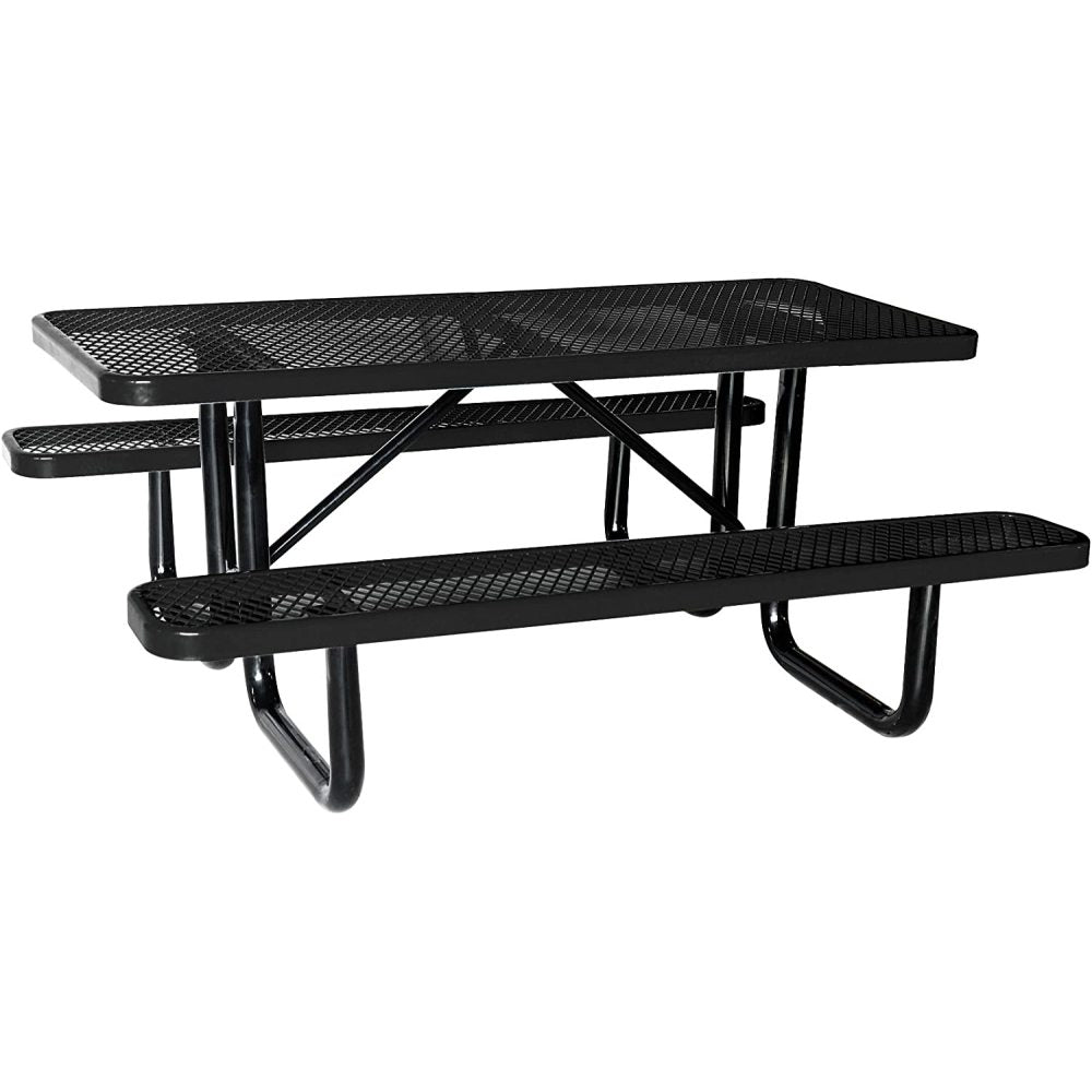 Round Outdoor Steel Picnic Table 46" with umbrella pole,Black