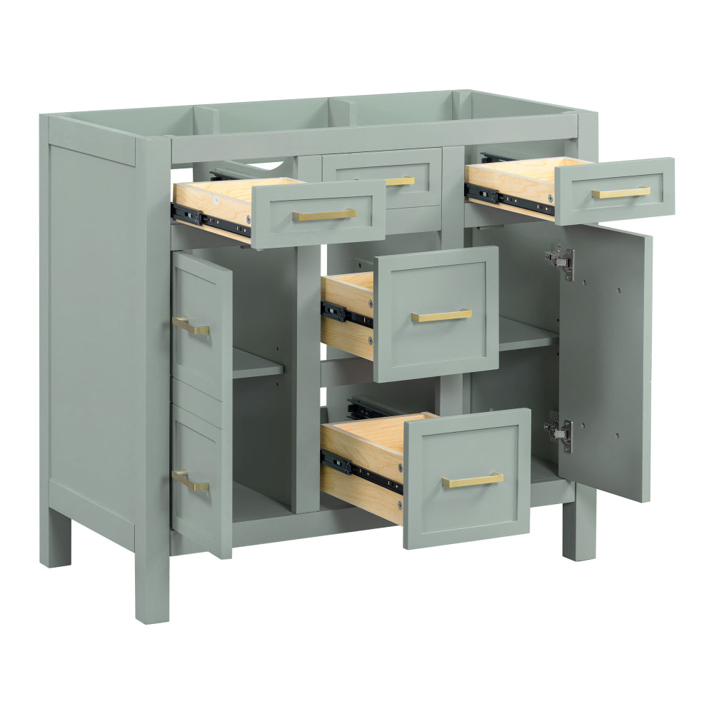 36" Bathroom Vanity Cabinet with Resin Integrated Sink - 4 Drawers, 2 Doors