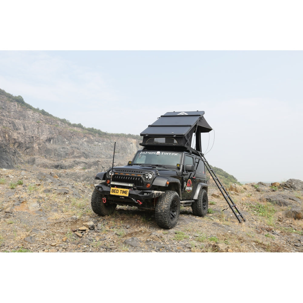BEDTIME Hard Shell Rooftop Tent-Honeycomb aluminum,Hydraulic support,three second speed open,Roof rack,High sunscreen&water resistance Level,Sturdy,Better ventilation For 2-3 people Car SUV Truck tent