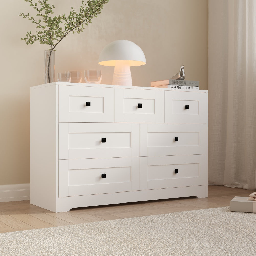 Chest Of Drawer with 7 drawers white color farm door