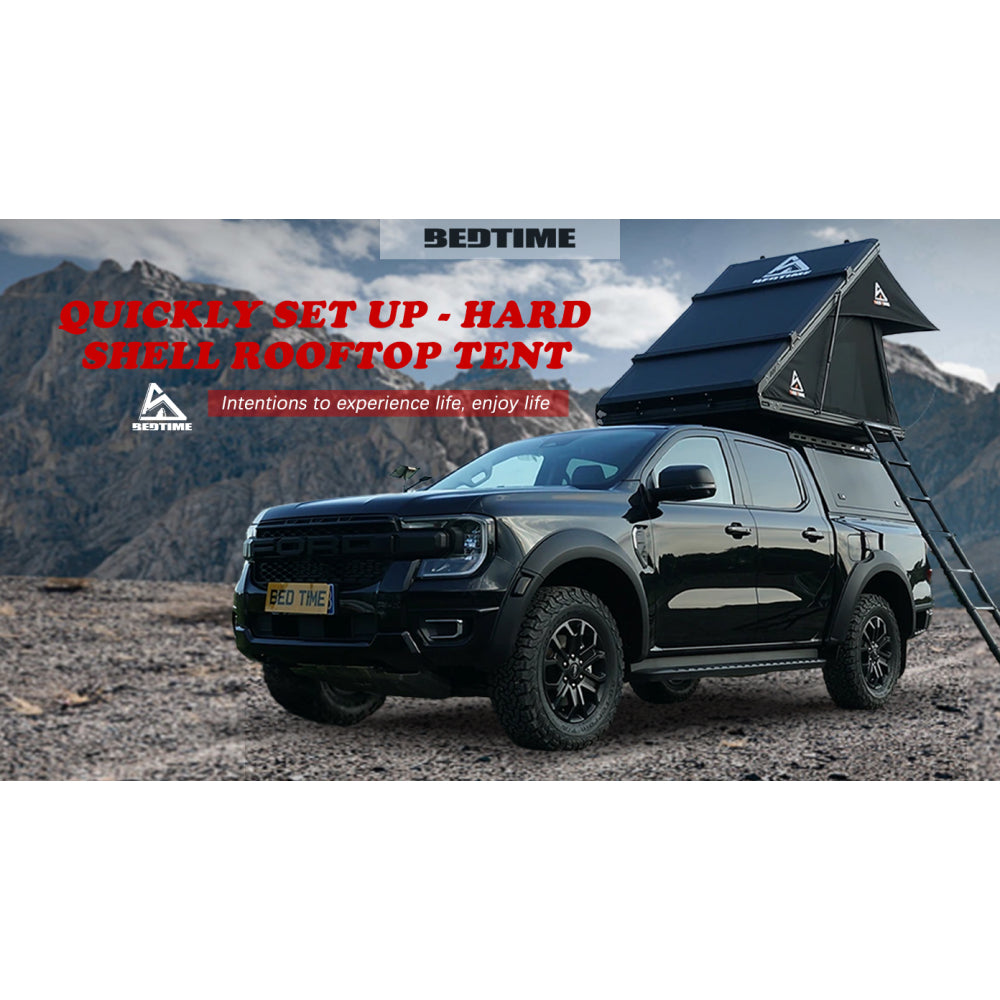 BEDTIME Hard Shell Rooftop Tent-Honeycomb aluminum,Hydraulic support,three second speed open,Roof rack,High rebound memory sponge mattress,Sturdy,Better ventilation For 2-3 people Car SUV Truck tent