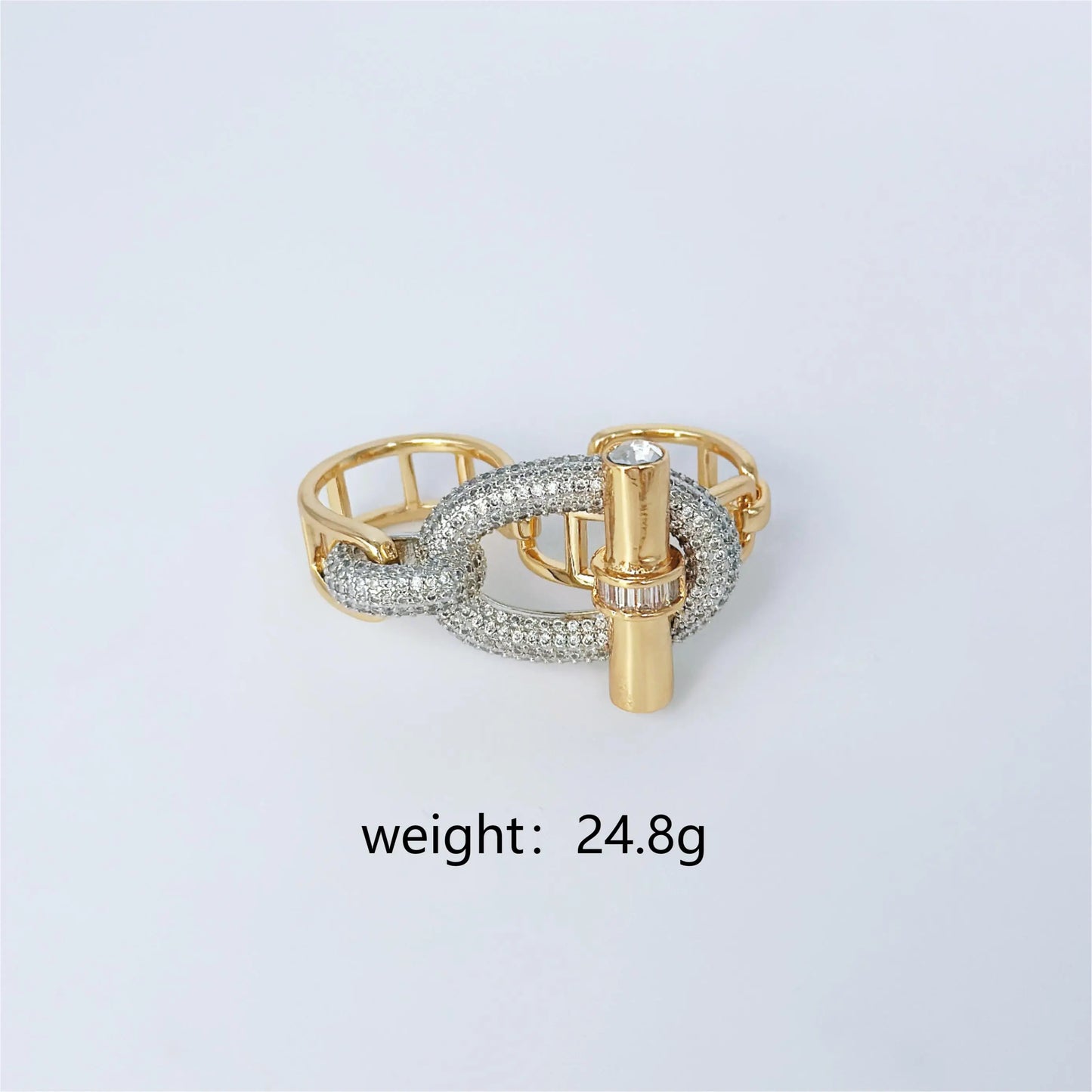 New Design OT Buckle Full Zircon Diamond Fashion Finger Rings 18K Gold 925 Silver Plated Jewelry Bracelet Rings Set Women Luxury