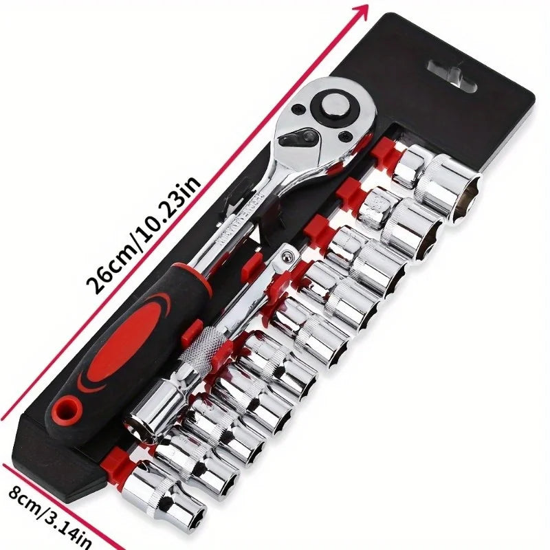 12pcs 1/2 Inch Professional Garage Repair Tool Metric Impact Socket Ratchet Wrench Complete Set OEM Customizable Packaged Case