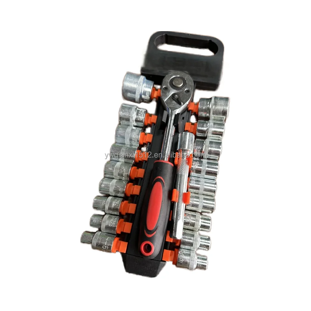 20pcs CR-V Set Ratchet Socket Wrench 18-Socket 1/2 Bi-Directional Quick Release Wrench Extension Rod Easy Maintenance Repair OEM