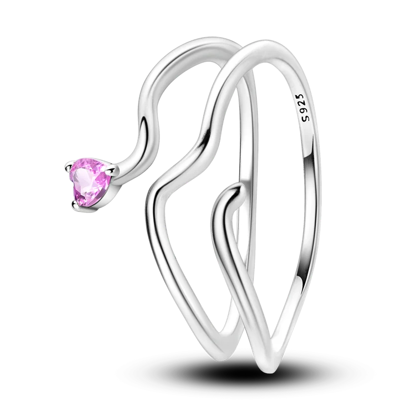 MULA 925 Sterling Silver Heart Love Ring Unique Design Fine Jewelry for Wedding Engagement Anniversary Party Zircon Stone Gift
