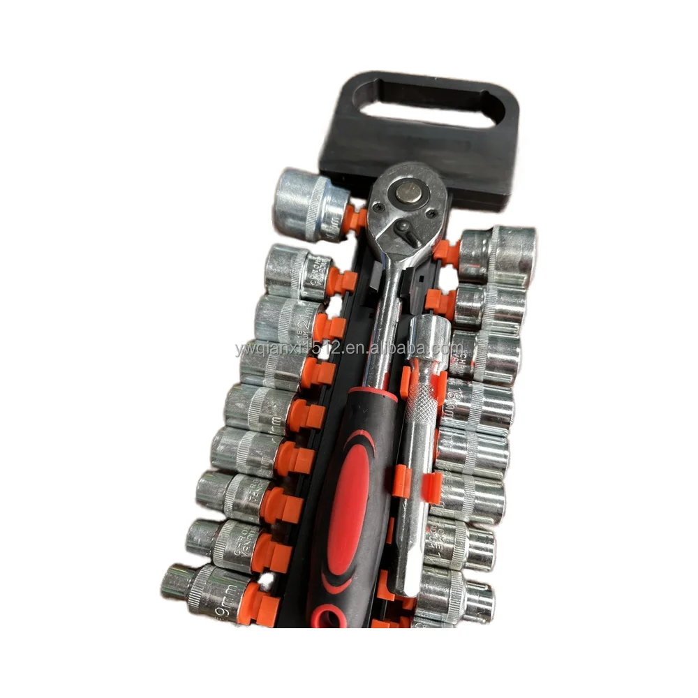 20pcs CR-V Set Ratchet Socket Wrench 18-Socket 1/2 Bi-Directional Quick Release Wrench Extension Rod Easy Maintenance Repair OEM