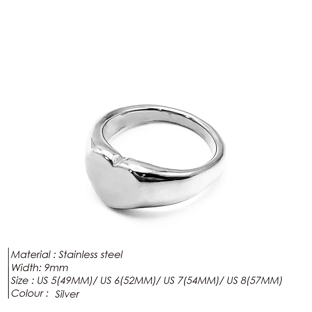 New Fashion Trendy Jewelry Rings for Women 18k Gold Plated Gold Silver Love Heart Rings Stainless Steel