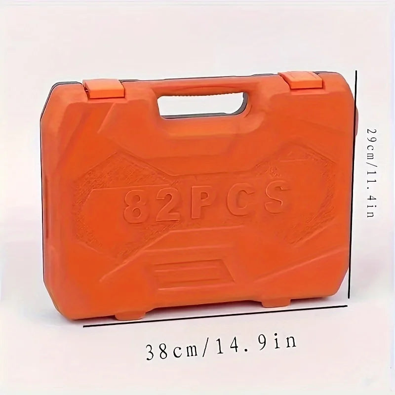 82pcs Multifunctional Auto Repair Tool Box Set Combination Casing Ratchet Wrench with Socket Hand Tools for Car Repair