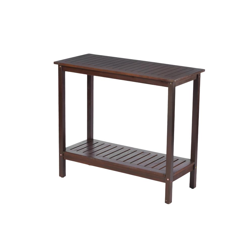 Wooden Workstation for Garden Balcony Garage, Acacia Console Potting Table Light Brown
