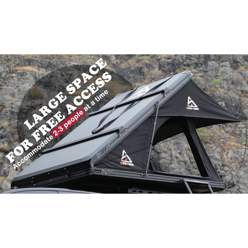 BEDTIME Hard Shell Rooftop Tent-Honeycomb aluminum,Hydraulic support,three second speed open,Roof rack,High rebound memory sponge mattress,Sturdy,Better ventilation For 2-3 people Car SUV Truck tent