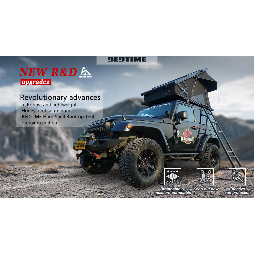 BEDTIME Hard Shell Rooftop Tent-Honeycomb aluminum,Hydraulic support,three second speed open,Roof rack,High sunscreen&water resistance Level,Sturdy,Better ventilation For 2-3 people Car SUV Truck tent