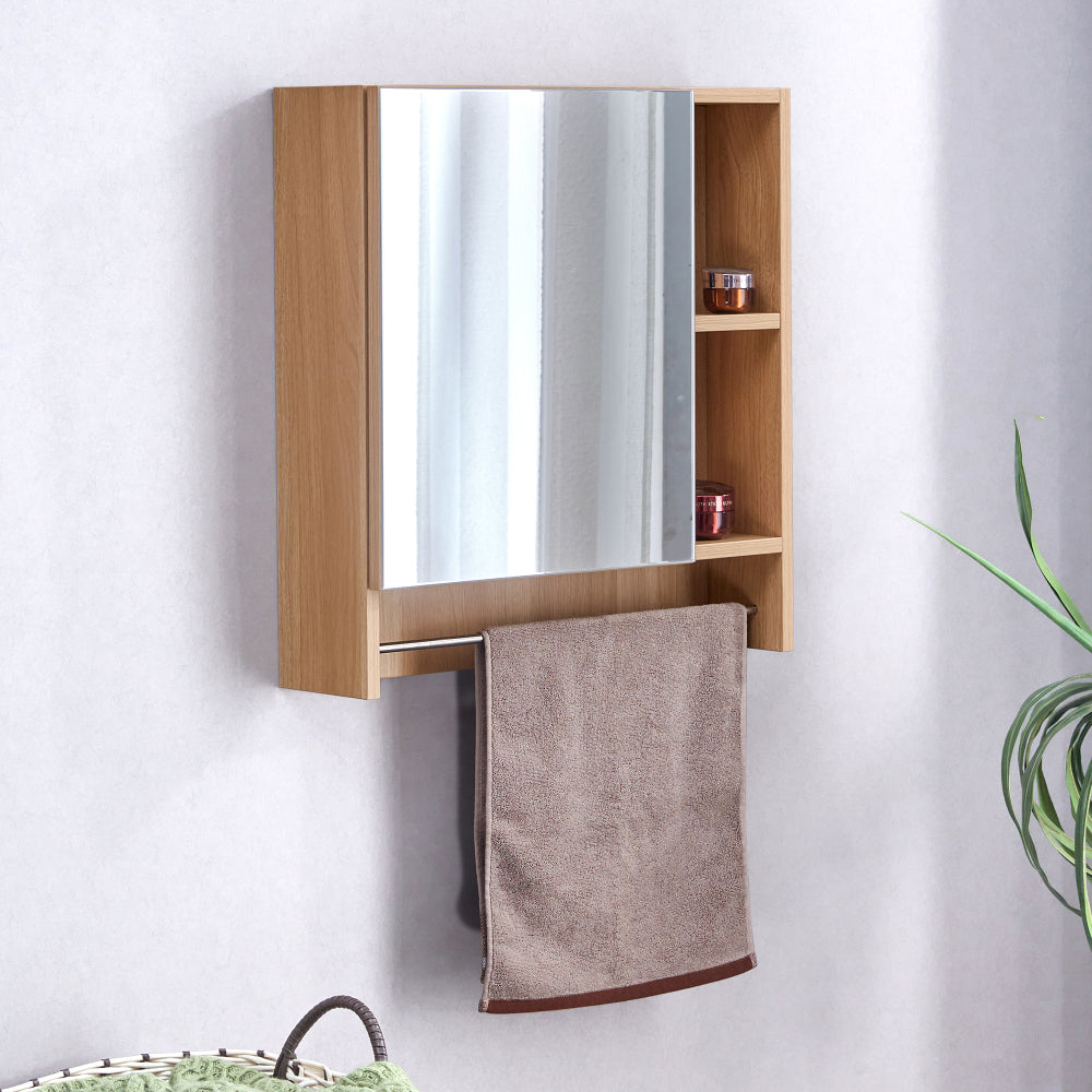 Bathroom Mirror Cabinet Wall Mounted,Medicine Cabinet, Over The Toilet Storage Cabinet with Shelves and Towel Rack