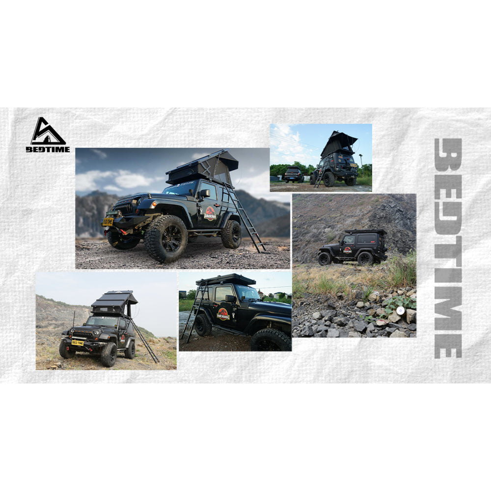 BEDTIME Hard Shell Rooftop Tent-Honeycomb aluminum,Hydraulic support,three second speed open,Roof rack,High sunscreen&water resistance Level,Sturdy,Better ventilation For 2-3 people Car SUV Truck tent