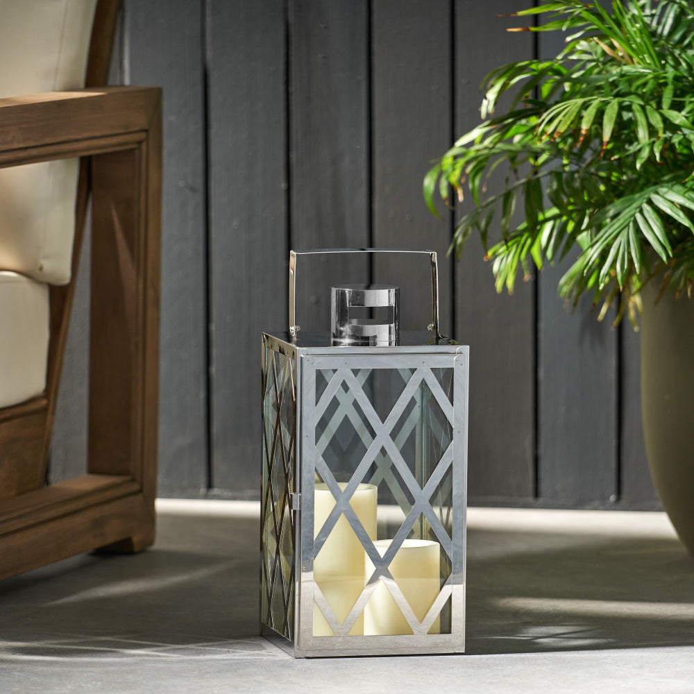 ANTON 14"H STAINLESS STEEL LANTERN