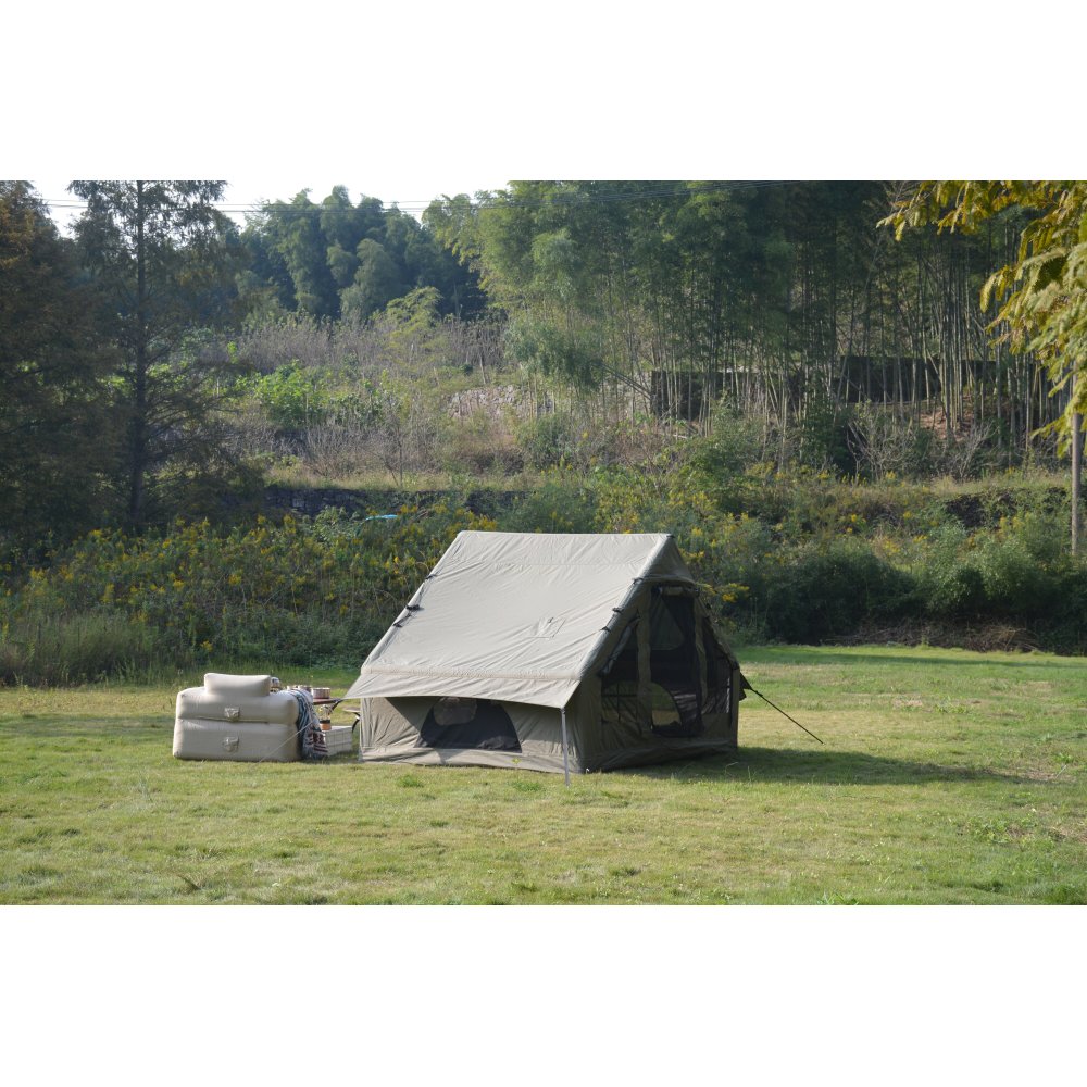 Inflatable Camping Tent Easy Setup 4 Season Glamping Tent with High Performance Inflatable Structure 4-6 Persons Waterproof Windproof Outdoor Self-Supporting Blow up Tent Air Tent Portable House Green