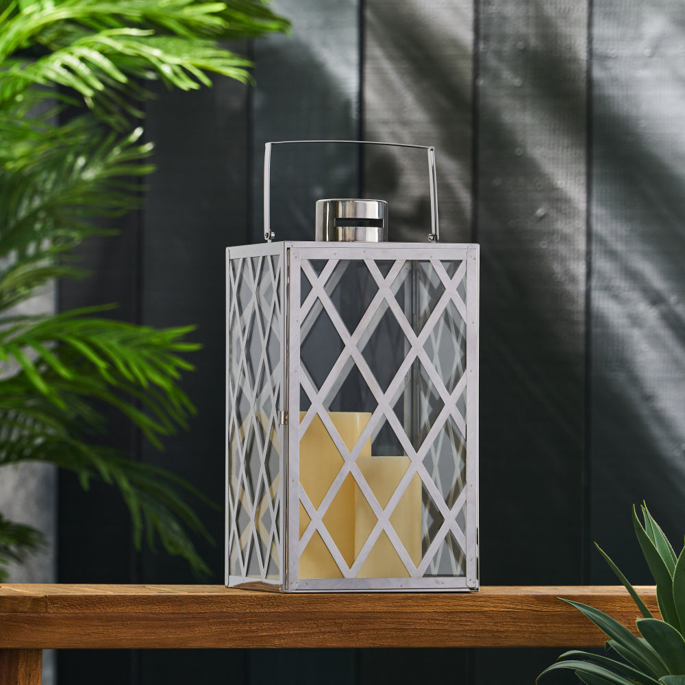 ANTON 14"H STAINLESS STEEL LANTERN