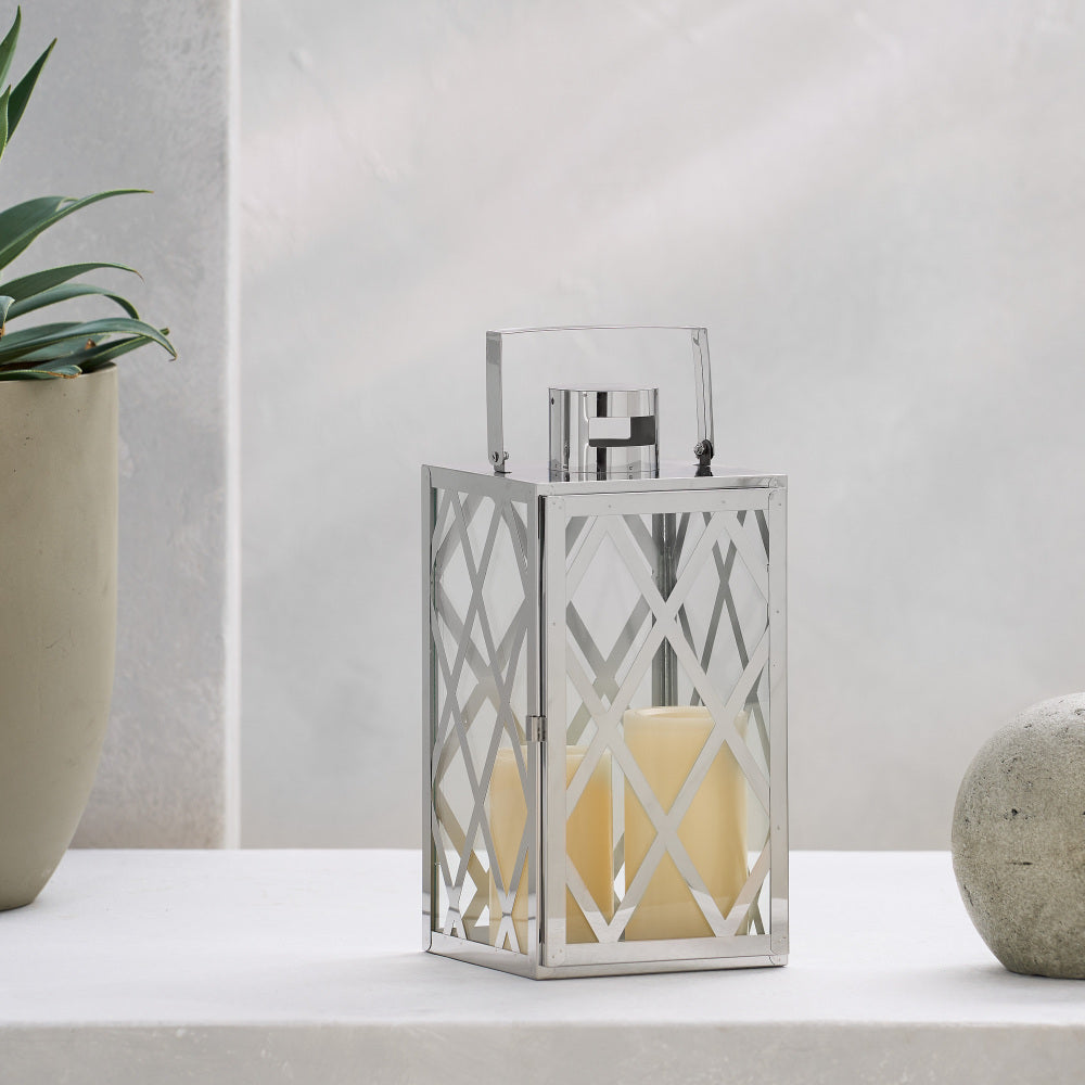 ANTON 14"H STAINLESS STEEL LANTERN