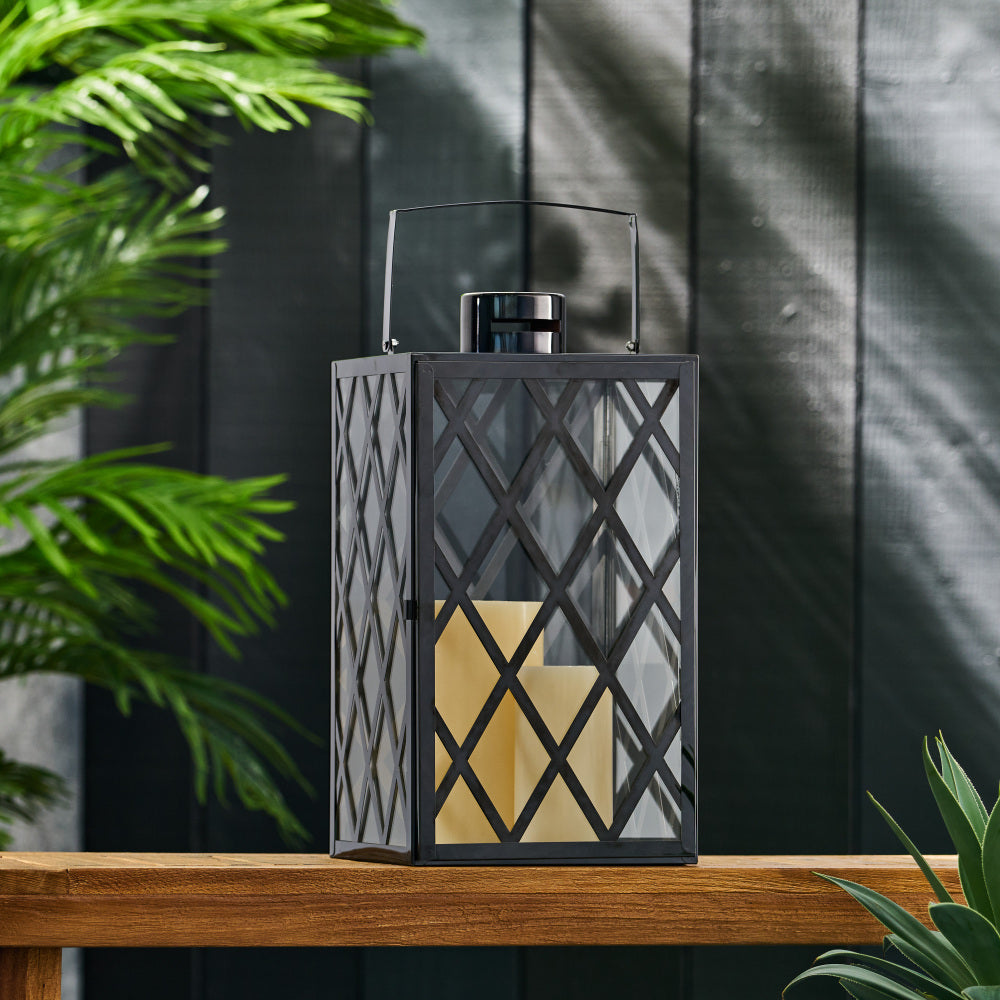 ANTON 14"H STAINLESS STEEL LANTERN