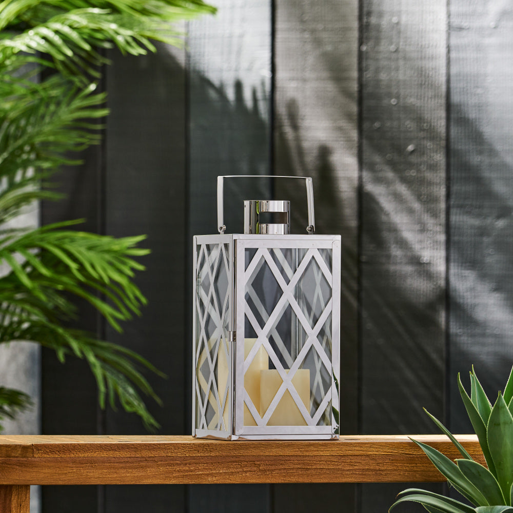 ANTON 14"H STAINLESS STEEL LANTERN
