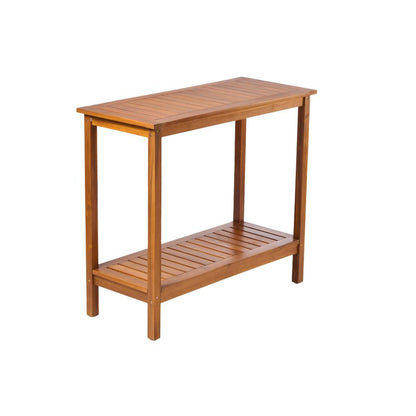 Wooden Workstation for Garden Balcony Garage,  Acacia Console Potting Table Light Brown