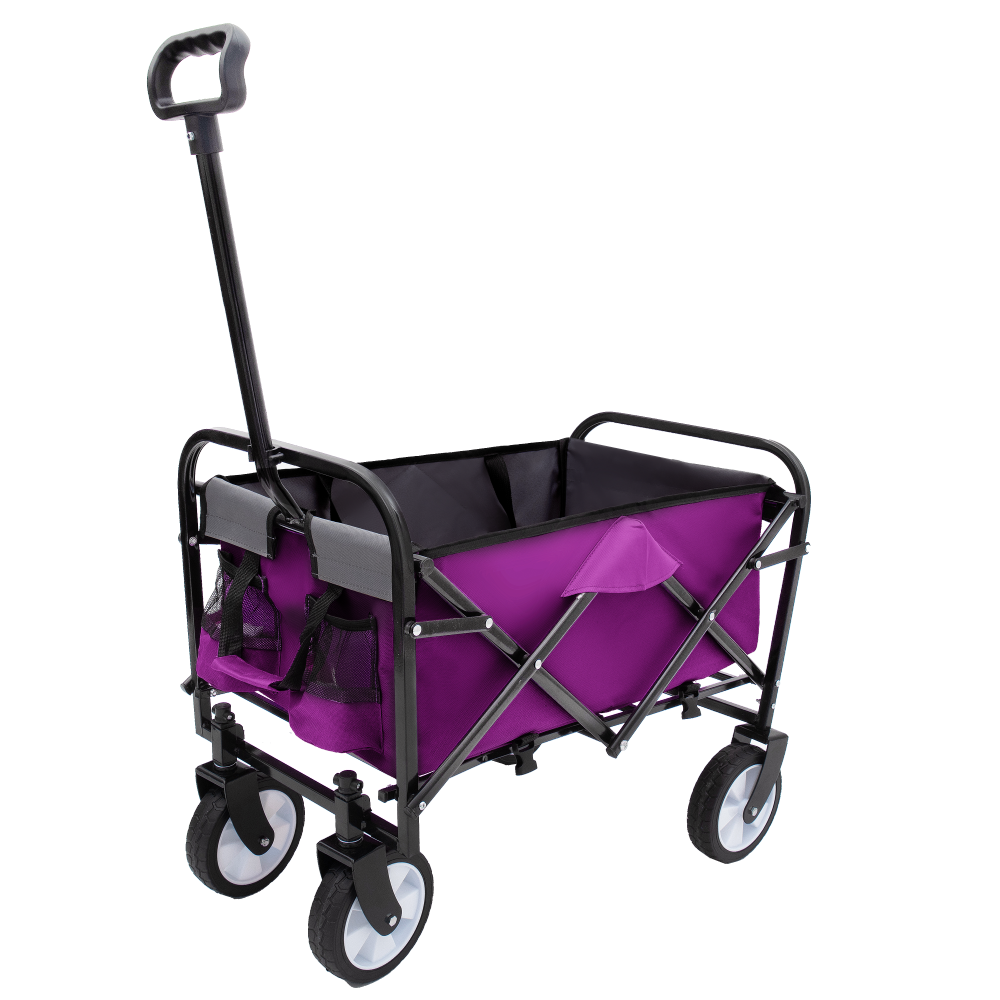 Minimeetall Strap , Collapsible Foldable Wagon Cart with strapping system Beach Wagon , Utility Cart , Utility Wagon Grocery Cart for Camping Shopping Sports Gardeing Fishing Supports 225lbs purple