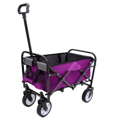 Minimeetall Strap , Collapsible Foldable Wagon Cart with strapping system Beach Wagon , Utility Cart , Utility Wagon Grocery Cart for Camping Shopping Sports Gardeing Fishing Supports 225lbs purple