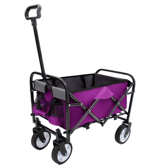 Minimeetall Strap , Collapsible Foldable Wagon Cart with strapping system Beach Wagon , Utility Cart , Utility Wagon Grocery Cart for Camping Shopping Sports Gardeing Fishing Supports 225lbs purple