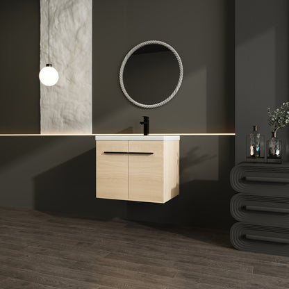 LEVISTAR Brown 30 Inch Bathroom Vanity with resin Countertop Sink,  2 Doors Bathroom Cabinet Set