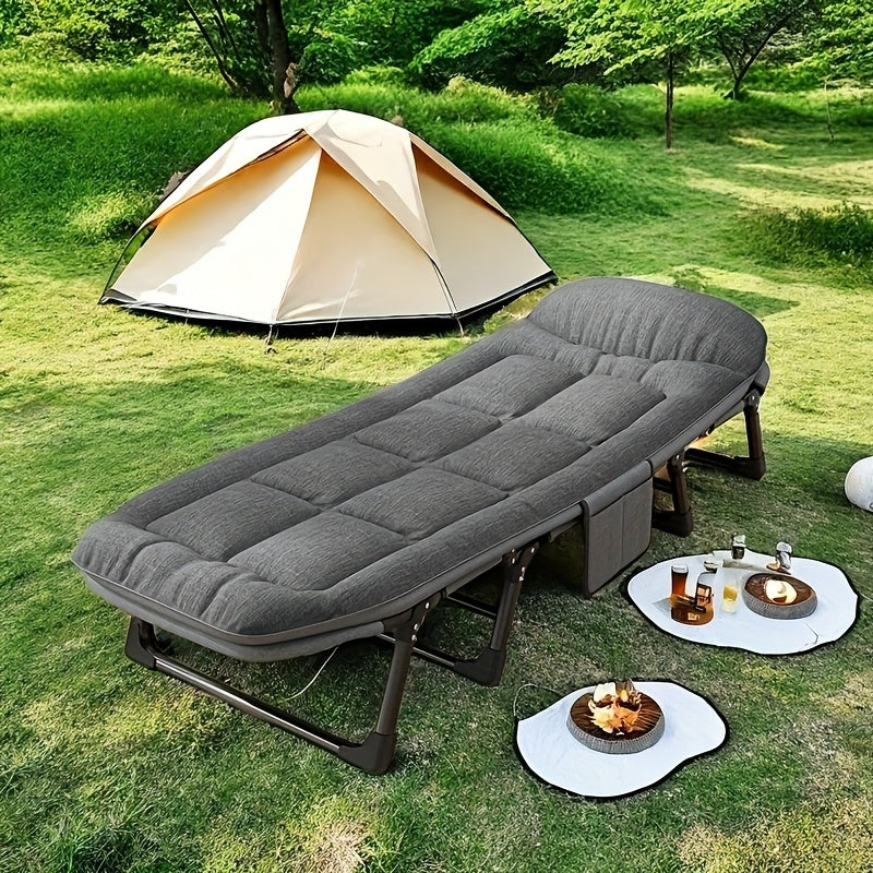 1 piece portable outdoor folding bed, suitable for camping and travel, adult size, steel stand, easy to store. For outdoor use only