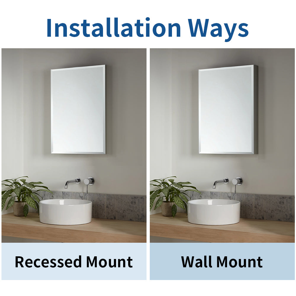 15x26 inch Medicine Cabinet with Mirror Aluminum Bathroom Adjustable shelf Wall Mounted or Successed