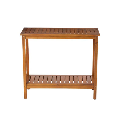 Wooden Workstation for Garden Balcony Garage,  Acacia Console Potting Table Light Brown