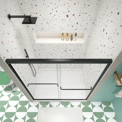 Bypass shower door, sliding door, with 1/4" tempered glass and Matted black finish 50-54"x70"