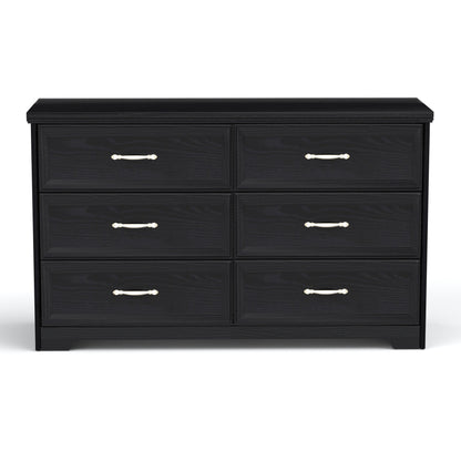 Modern 3 Drawer Bedroom Chest of Drawers with 6 Drawers Dresser, Clothes Organizer -Metal Pulls for Living Room, Bedroom, Hallway, Black,47.6″L x 15.7″W x 28.9″H
